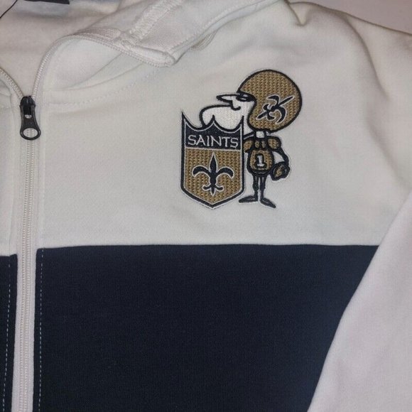 Nike Womens Size Small New Orleans Saints Historic Half Zip Hoodie Cream Black - Picture 3 of 8